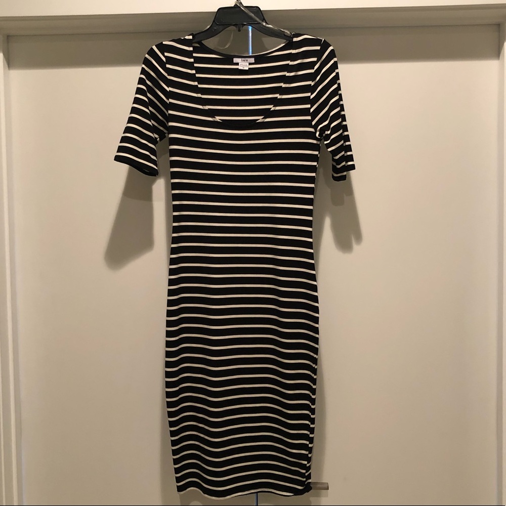 Bar III black and white striped dress